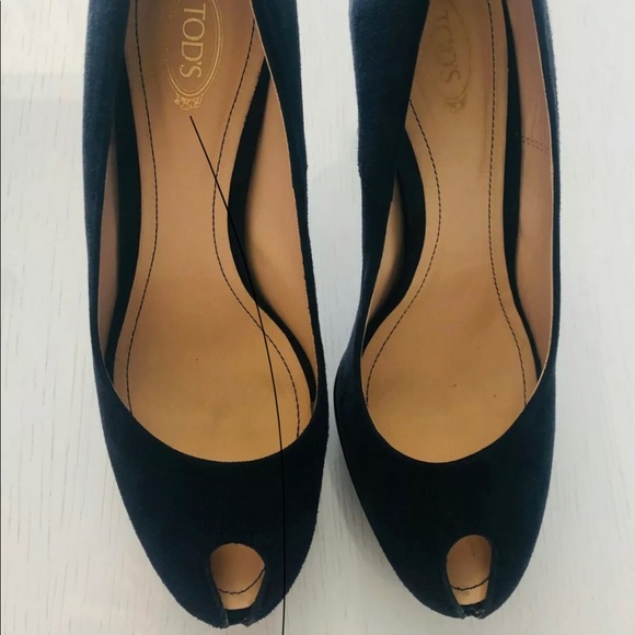 NEW TOD’S NAVY SUEDE PERP TOE PUMPS W DRIVER SOLE - Picture 3 of 6